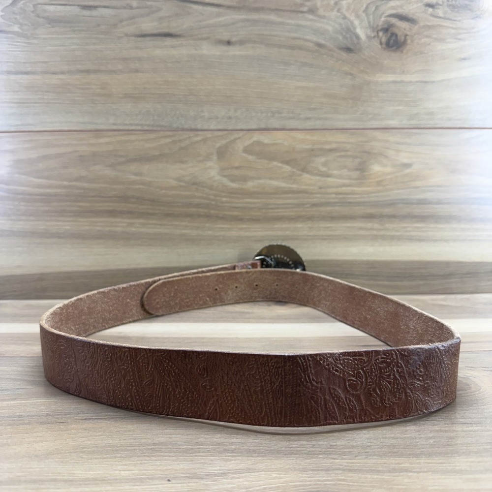 Fossil Womens Belt Size L Large Brown Embossed Leather Boho Chic Coastal Cowgirl - Picture 4 of 8